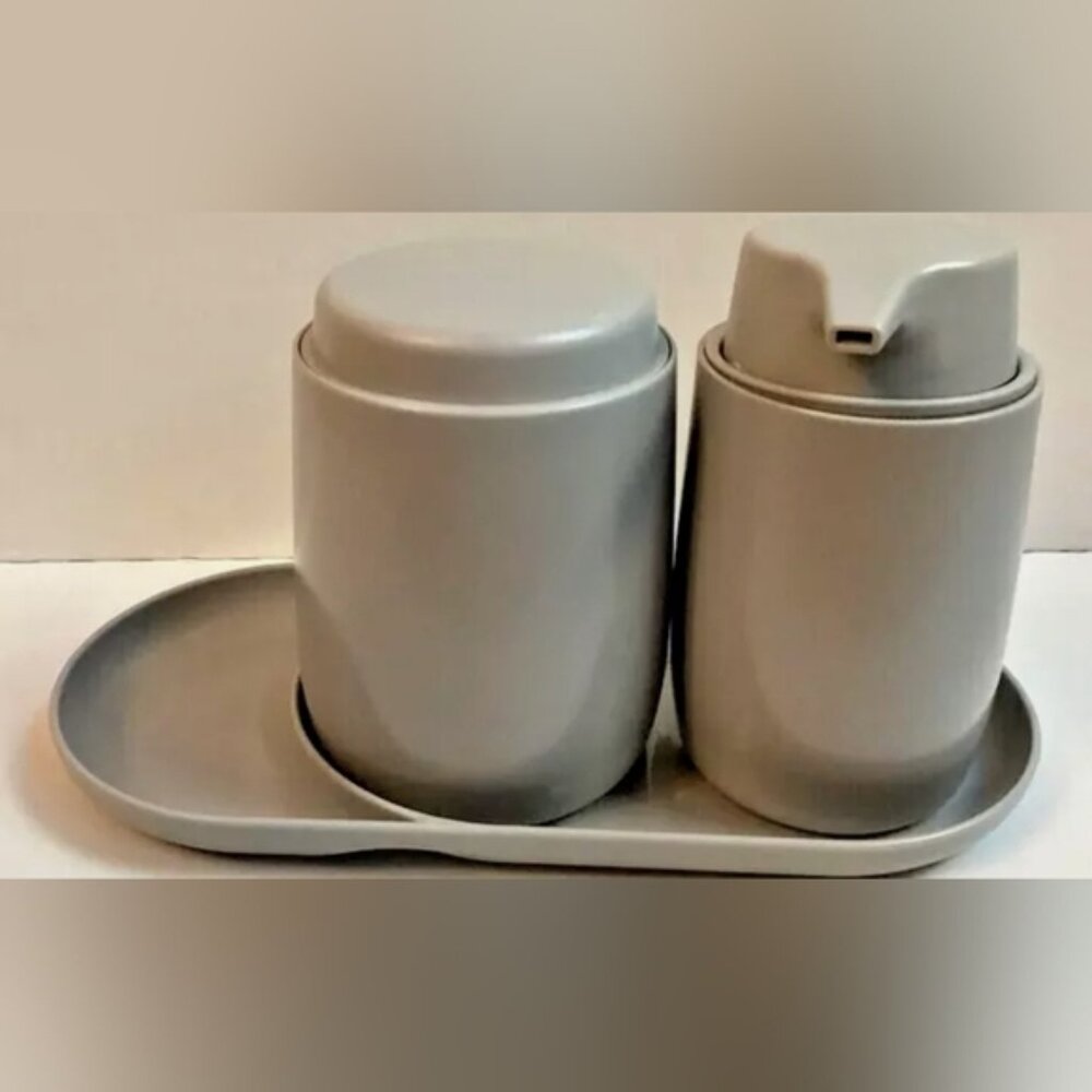 New! Room Essentials Gray soap bath accessory soap dispenser set